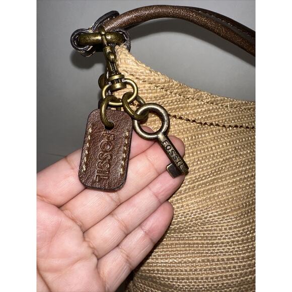 Fossil Genuine Classic 1954 Shoulder Bag Natural & Leather Floral Print Inside - Picture 4 of 10